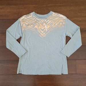 Arizona Gray & Gold Metallic Tiger Stripe Long Sleeve T-Shirt Girls Size M 10/12